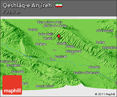 Political Panoramic Map of Qeshlāq-e Anjīreh