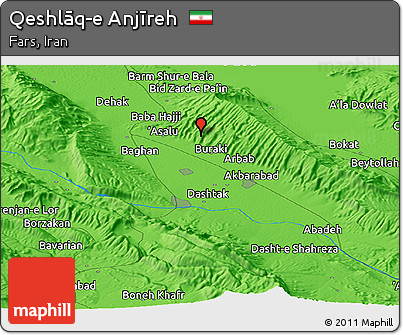 Political Panoramic Map of Qeshlāq-e Anjīreh