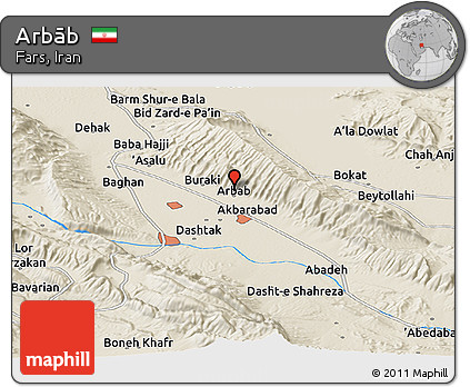 Shaded Relief Panoramic Map of Arbāb