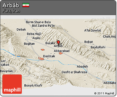 Shaded Relief Panoramic Map of Arbāb