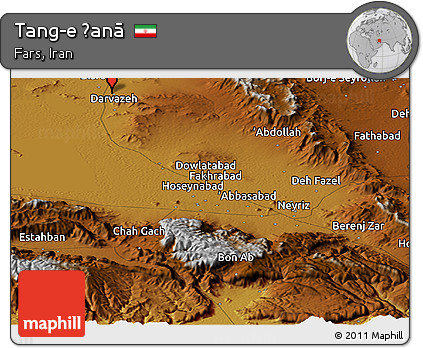 Physical Panoramic Map of Tang-e Ḩanā
