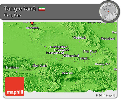 Political Panoramic Map of Tang-e Ḩanā