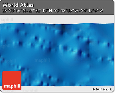 Shaded Relief 3D Map of the Area around 29° 16' 6" N, 55° 10' 29" W
