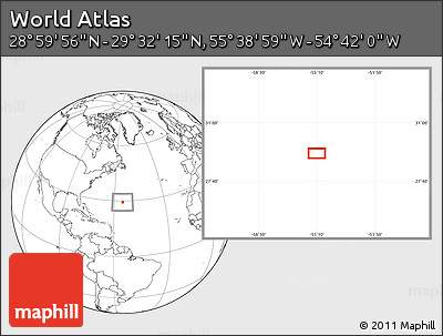 Blank Location Map of the Area around 29° 16' 6" N, 55° 10' 29" W