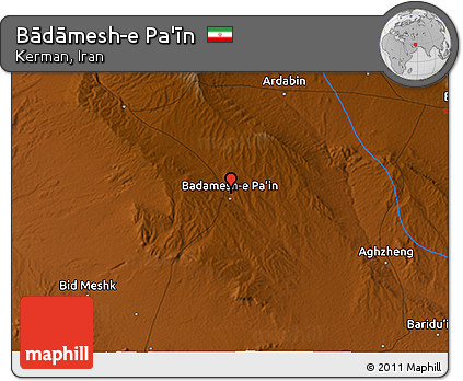 Physical 3D Map of Bādāmesh-e Pa'īn