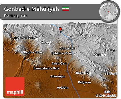 Physical 3D Map of Gonbad-e Māhū'īyeh