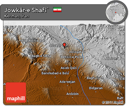 Physical 3D Map of Jowkār-e Shafī`