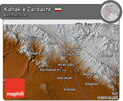 Physical 3D Map of Kahak-e Zardasht