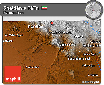 Physical 3D Map of Shaldān-e Pā'īn
