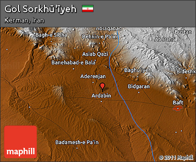 Physical 3D Map of Gol Sorkhū'īyeh