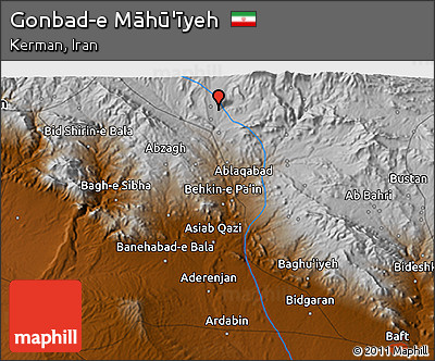 Physical 3D Map of Gonbad-e Māhū'īyeh