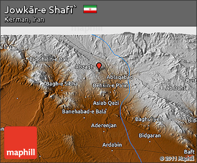 Physical 3D Map of Jowkār-e Shafī`