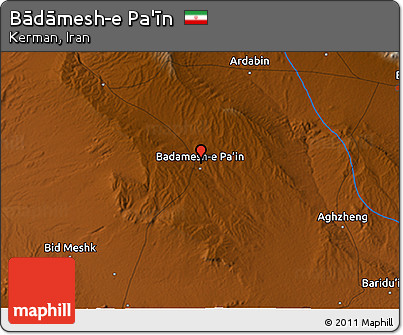 Physical 3D Map of Bādāmesh-e Pa'īn