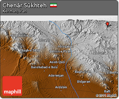 Physical 3D Map of Chenār Sūkhteh