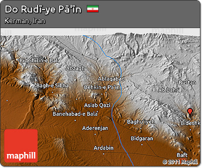 Physical 3D Map of Do Rudī-ye Pā'īn