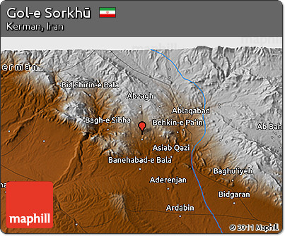 Physical 3D Map of Gol-e Sorkhū