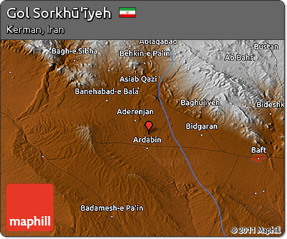 Physical 3D Map of Gol Sorkhū'īyeh