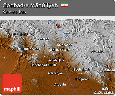 Physical 3D Map of Gonbad-e Māhū'īyeh