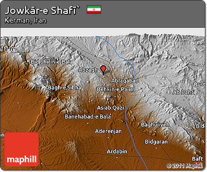 Physical 3D Map of Jowkār-e Shafī`