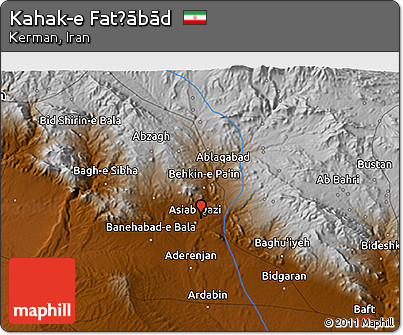 Physical 3D Map of Kahak-e Fatḩābād