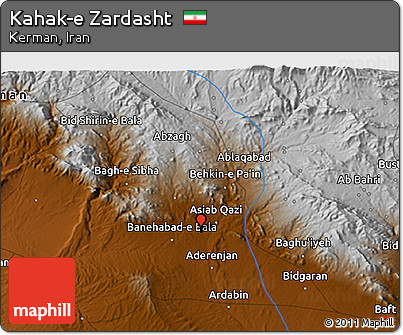 Physical 3D Map of Kahak-e Zardasht