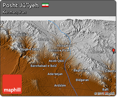 Physical 3D Map of Posht Jū'īyeh