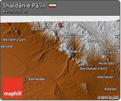 Physical 3D Map of Shaldān-e Pā'īn