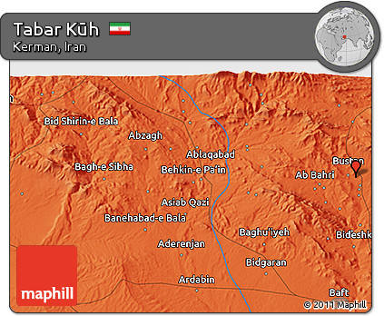 Political 3D Map of Tabar Kūh