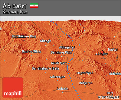 Political 3D Map of Āb Baḩrī