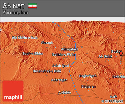 Political 3D Map of Āb Nā'ī