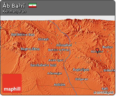 Political 3D Map of Āb Baḩrī