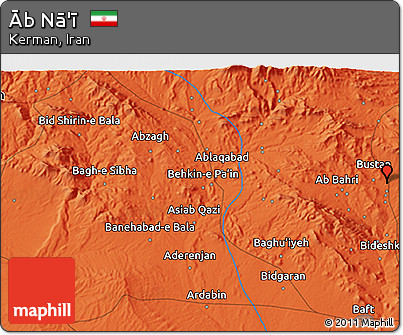 Political 3D Map of Āb Nā'ī