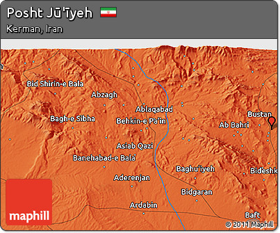 Political 3D Map of Posht Jū'īyeh