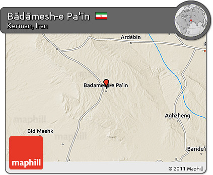 Shaded Relief 3D Map of Bādāmesh-e Pa'īn
