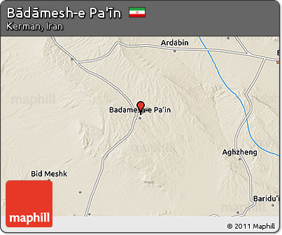 Shaded Relief 3D Map of Bādāmesh-e Pa'īn