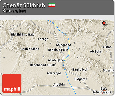 Shaded Relief 3D Map of Chenār Sūkhteh