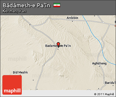 Shaded Relief 3D Map of Bādāmesh-e Pa'īn
