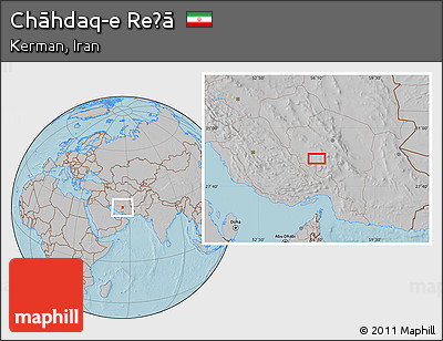Gray Location Map of Chāhdaq-e Reẕā, hill shading