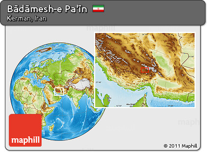Physical Location Map of Bādāmesh-e Pa'īn