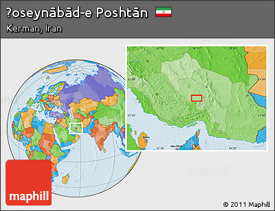 Political Location Map of Ḩoseynābād-e Poshtān