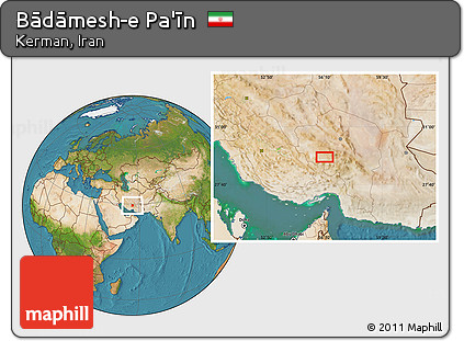 Satellite Location Map of Bādāmesh-e Pa'īn