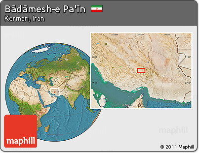 Satellite Location Map of Bādāmesh-e Pa'īn