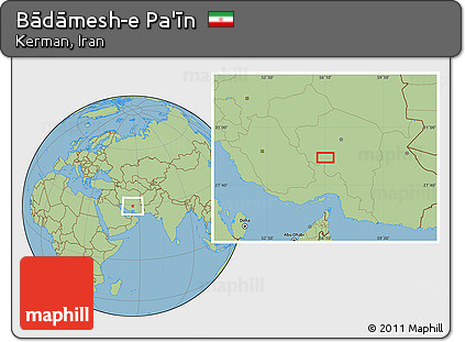 Savanna Style Location Map of Bādāmesh-e Pa'īn