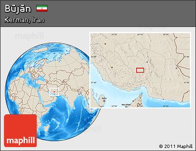 Shaded Relief Location Map of Būjān
