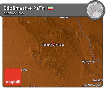 Physical Map of Bādāmesh-e Pa'īn