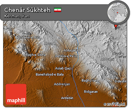 Physical Map of Chenār Sūkhteh