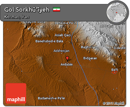 Physical Map of Gol Sorkhū'īyeh