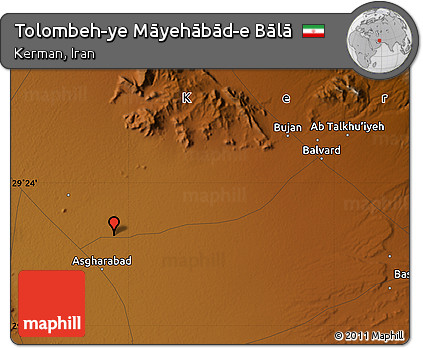 Physical Map of Tolombeh-ye Māyehābād-e Bālā