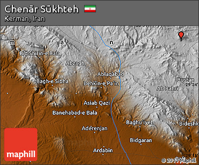 Physical Map of Chenār Sūkhteh