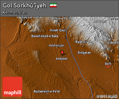 Physical Map of Gol Sorkhū'īyeh